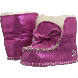Lamo Baby-Girl's Moc Moccasin, Pink Glitter, Infant